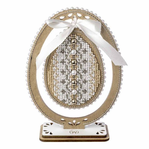 Bead Embroidery Kit on Wood &ndash; &ldquo;Easter Egg &ndash; Classic Gold Ornament&rdquo; FLK-613