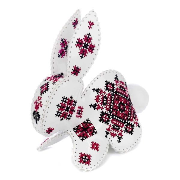 Faux Leather Cross-Stitch Kit &ndash; &ldquo;Rabbit with Ornament Pattern&rdquo; FLHL-124