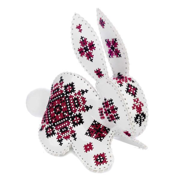 Faux Leather Cross-Stitch Kit &ndash; &ldquo;Rabbit with Ornament Pattern&rdquo; FLHL-124