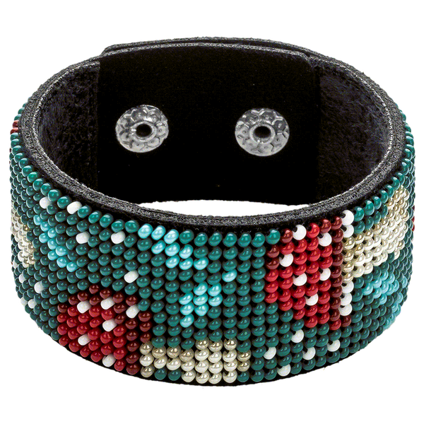 Faux Leather Bead Embroidery Kit &ndash; &ldquo;Bracelet&rdquo; (3 &times; 22 cm) FLBB-042 Black