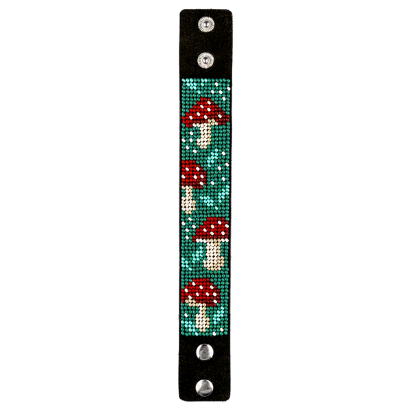 Faux Leather Bead Embroidery Kit &ndash; &ldquo;Bracelet&rdquo; (3 &times; 22 cm) FLBB-042 Black