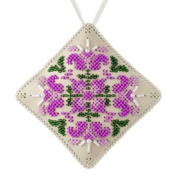 Faux Leather Bead Embroidery Kit &ndash; &ldquo;Mini Pillow Christmas Ornament&rdquo; (Double-Sided) FLBB-170 Light Beige