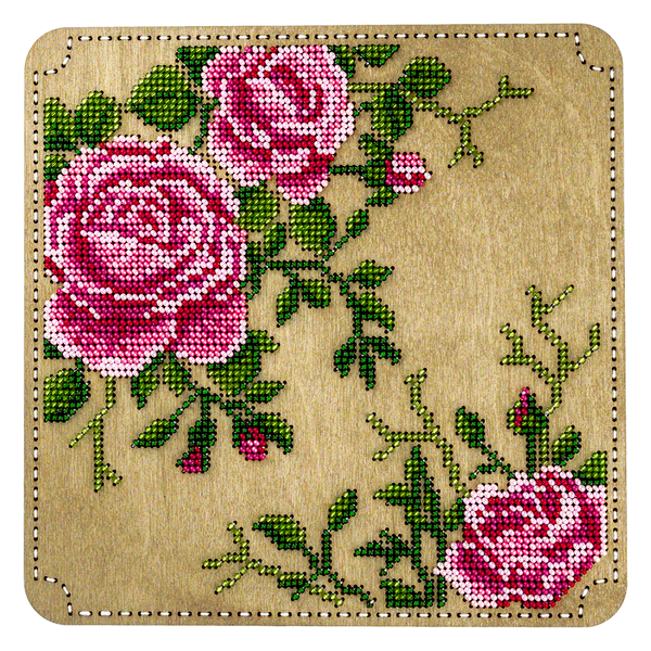 DIY Bead Embroidery Organizer Kit &ndash; &ldquo;Pink Roses&rdquo; FLZB-250