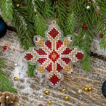 Bead Embroidery Kit (Plastic Base) &ndash; &ldquo;Christmas Ornament &ndash; Snowflake&rdquo; FLPL-021