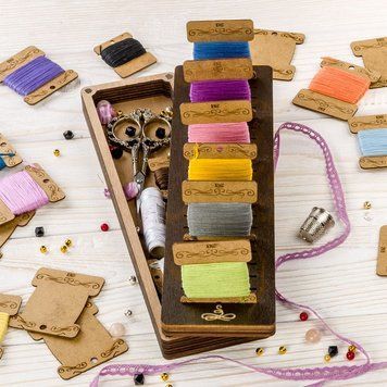 Bobbin Organizer Box &ndash; &ldquo;Dark Rectangular&rdquo; + 23 bobbins FLZB(N)-044