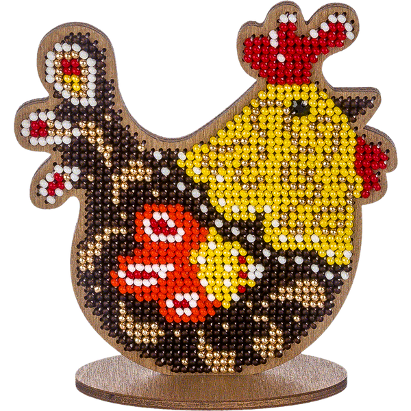 Wooden Bead Embroidery Kit &ndash; &ldquo;Colorful Hen&rdquo; FLK-334
