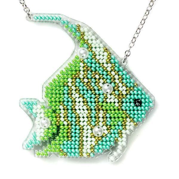 Bead Embroidery Kit (Plastic Base) &ndash; &ldquo;Turquoise Fish&rdquo; (Double-Sided) FLPL-100