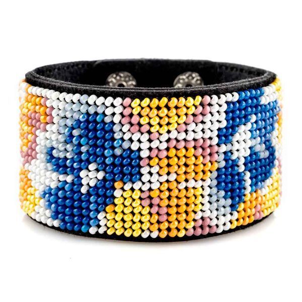Faux Leather Bead Embroidery Kit &ndash; &ldquo;Bracelet&rdquo; (4 &times; 22 cm) FLBB-101 Black