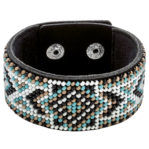 Faux Leather Bead Embroidery Kit &ndash; &ldquo;Bracelet&rdquo; (3 &times; 22 cm) FLBB-016 Black