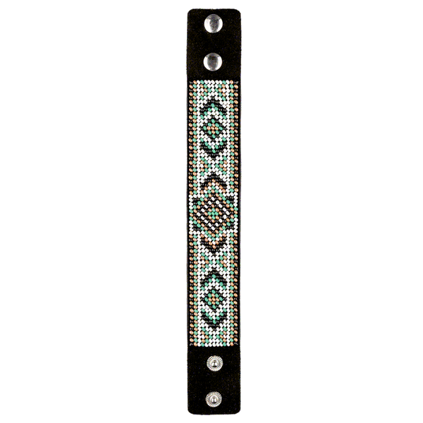 Faux Leather Bead Embroidery Kit &ndash; &ldquo;Bracelet&rdquo; (3 &times; 22 cm) FLBB-016 Black