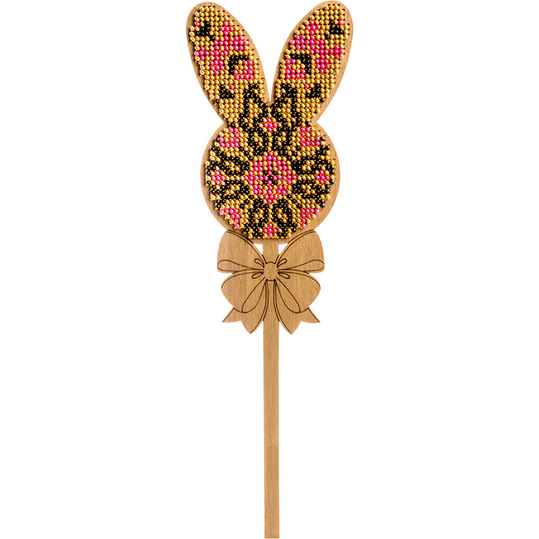 Wooden Bead Embroidery Topper &ndash; &ldquo;Bunny&rdquo; FLK-183