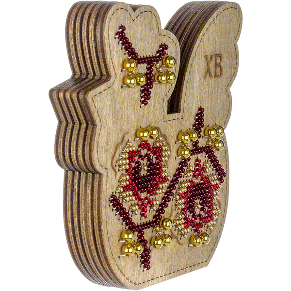 Wooden Bead Embroidery Kit &ndash; &ldquo;Box-Bunny&rdquo; (Double-Sided) FLK-415