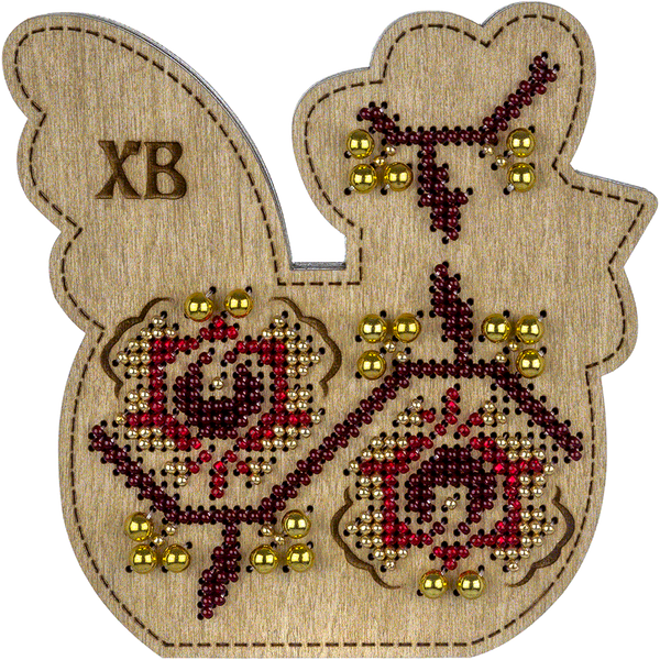Wooden Bead Embroidery Kit &ndash; &ldquo;Box-Bunny&rdquo; (Double-Sided) FLK-415