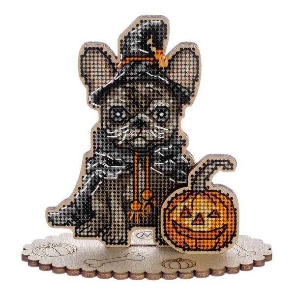 Wooden Cross-Stitch Kit &ndash; &ldquo;Halloween French Bulldog&rdquo; FLW-057