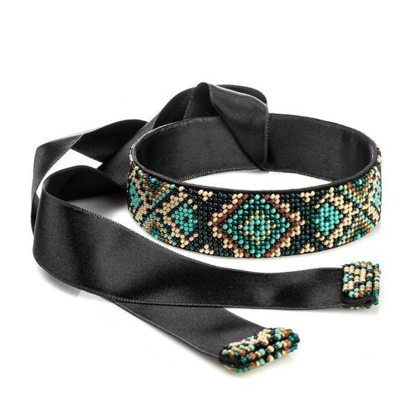 Faux Leather Bead Embroidery Kit &ndash; &ldquo;Choker&rdquo; (3 &times; 30 cm) FLBB-144 Black