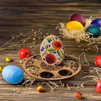 Wooden Bead Embroidery Kit &ndash; &ldquo;Easter Egg Stand &ndash; Egg&rdquo; FLK-261