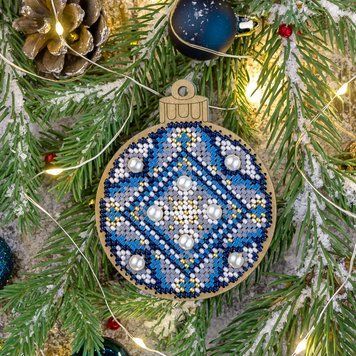 Wooden Bead Embroidery Kit &ndash; &ldquo;Christmas Ornament &ndash; Snowy Star&rdquo; FLK-311