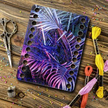 Floss Organizer &ndash; &ldquo;Neon Leaves, Rectangular&rdquo; FLZ(P)-044