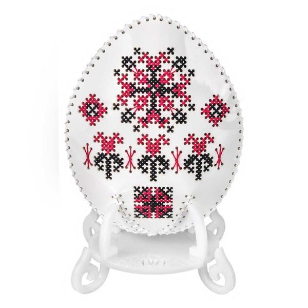 Faux Leather Cross-Stitch Kit &ndash; &ldquo;Egg with Ornament Pattern&rdquo; FLHL-125