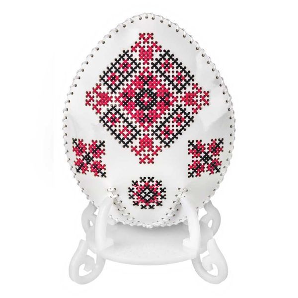 Faux Leather Cross-Stitch Kit &ndash; &ldquo;Egg with Ornament Pattern&rdquo; FLHL-125