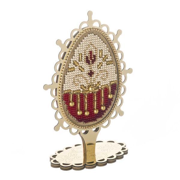 Wooden Bead Embroidery Kit&ndash; &ldquo;Easter Egg &ndash; Ruby Radiance&rdquo; FLK-614