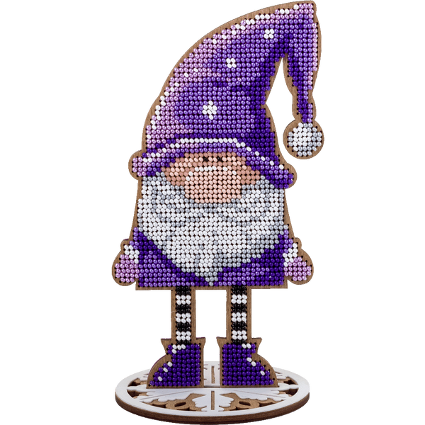 Wooden Bead Embroidery Kit &ndash; &ldquo;Gnome In Purple&rdquo; FLK-210