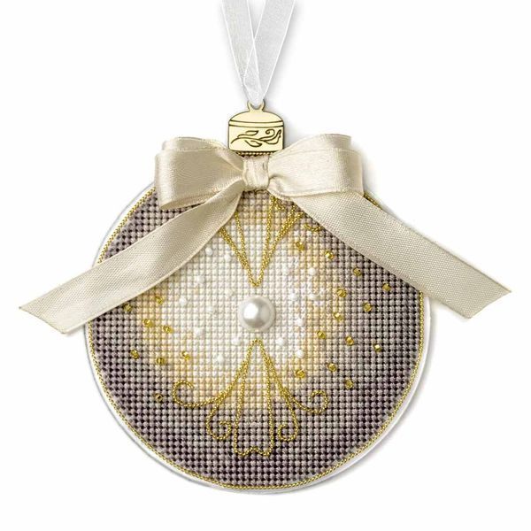 Plastic Cross-Stitch Kit &ndash; &ldquo;Christmas Ornament &ndash; Pearl Bauble&rdquo; FLX-142