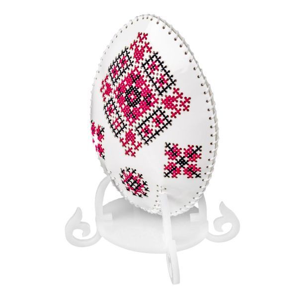 Faux Leather Cross-Stitch Kit &ndash; &ldquo;Egg with Ornament Pattern&rdquo; FLHL-125