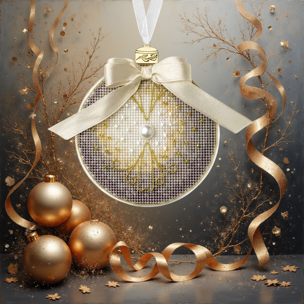 Plastic Cross-Stitch Kit &ndash; &ldquo;Christmas Ornament &ndash; Pearl Bauble&rdquo; FLX-142
