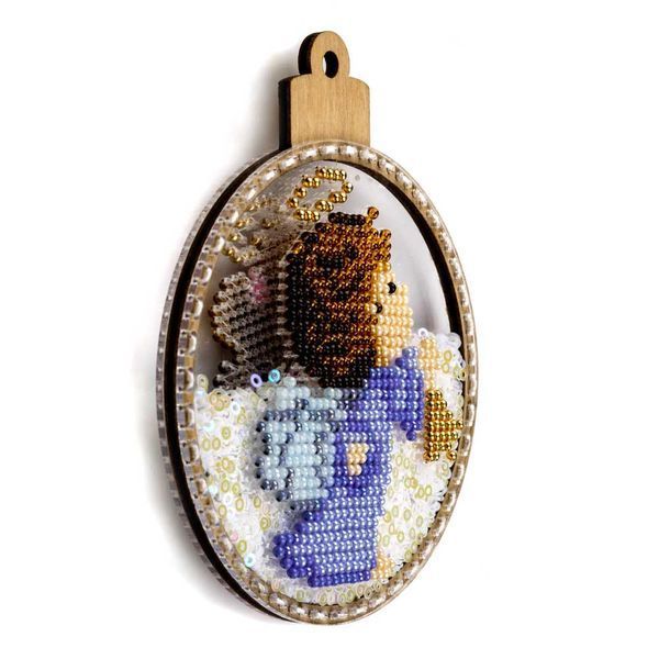 Bead Embroidery Kit (Plastic Base) &ndash; &ldquo;Christmas Ornament &ndash; Heavenly Friends&rdquo; (Double-Sided) FLPL-065
