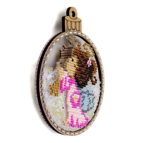Bead Embroidery Kit (Plastic Base) &ndash; &ldquo;Christmas Ornament &ndash; Heavenly Friends&rdquo; (Double-Sided) FLPL-065
