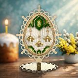 Wooden Bead Embroidery Kit &ndash; &ldquo;Easter Egg &ndash; Emerald Shine&rdquo; FLK-615