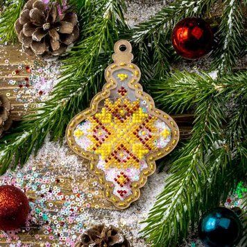 Bead Embroidery Kit (Plastic Base) &ndash; &ldquo;Christmas Ornament &ndash; Ice Fantasy&rdquo; (Double-Sided) FLPL-066