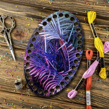 Floss Organizer &ndash; &ldquo;Neon Leaves, Oval&rdquo; FLZ(P)-045