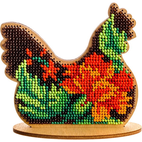 Wooden Bead Embroidery Kit &ndash; &ldquo;Hen&rdquo; FLK-161