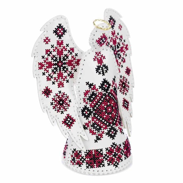 Faux Leather Cross-Stitch Kit &ndash; &ldquo;Angel with Ornament Pattern&rdquo; FLHL-126
