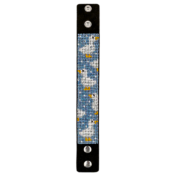 Faux Leather Bead Embroidery Kit &ndash; &ldquo;Bracelet&rdquo; (3 &times; 22 cm) FLBB-044 Black