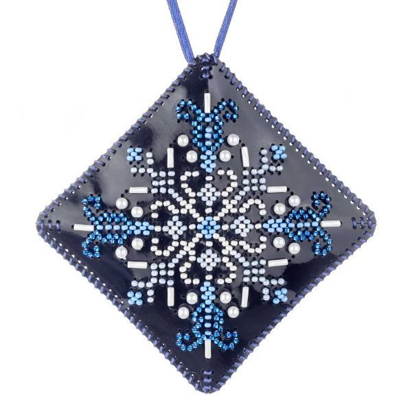Faux Leather Bead Embroidery Kit &ndash; &ldquo;Mini Pillow Christmas Ornament&rdquo; (Double-Sided) FLBB-172 Blue