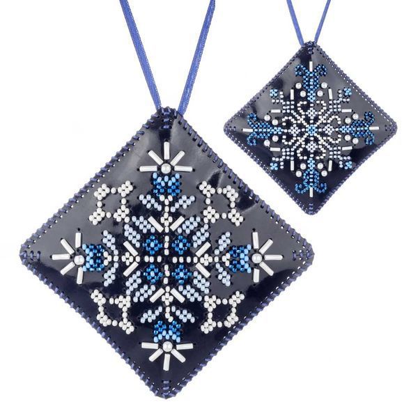 Faux Leather Bead Embroidery Kit &ndash; &ldquo;Mini Pillow Christmas Ornament&rdquo; (Double-Sided) FLBB-172 Blue