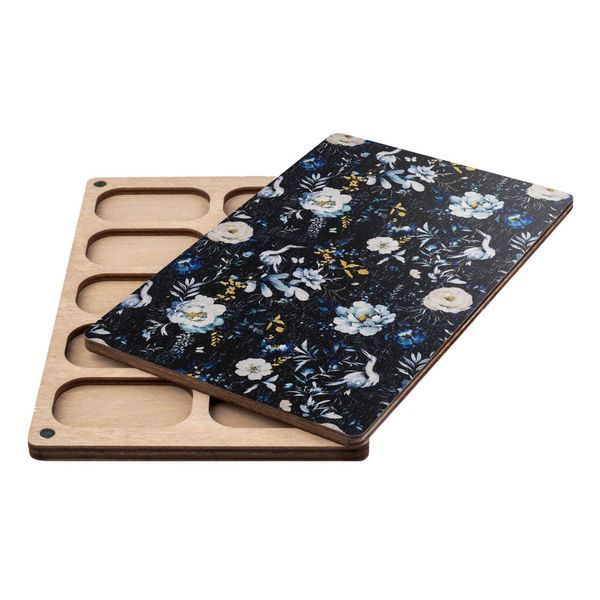Bead Organizer With Wooden Lid &ndash; &ldquo;Night Flowers, Rectangular&rdquo; FLZB-217