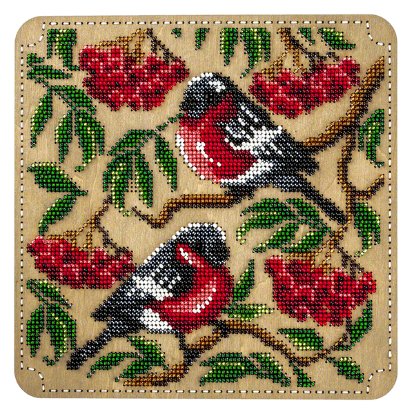 DIY Bead Embroidery Organizer Kit &ndash; &ldquo;Bullfinches on a Branch&rdquo; FLZB-252