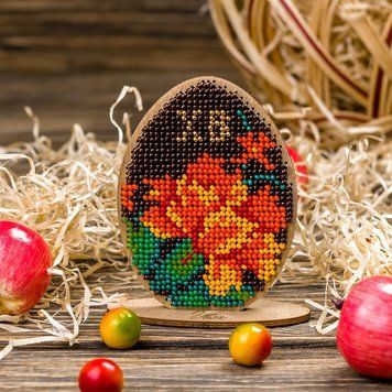 Wooden Bead Embroidery Kit &ndash; &ldquo;Easter Egg&rdquo; FLK-162