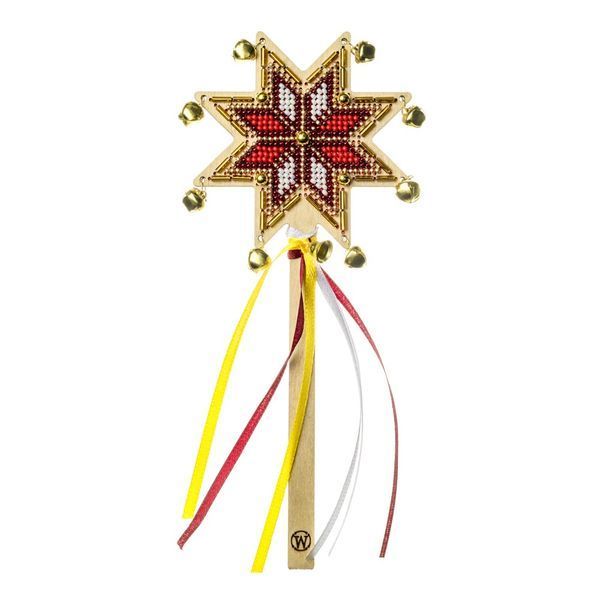 Wooden Bead Embroidery Kit &ndash; &ldquo;Christmas Star &ndash; Crimson Glow&rdquo; FLK-602