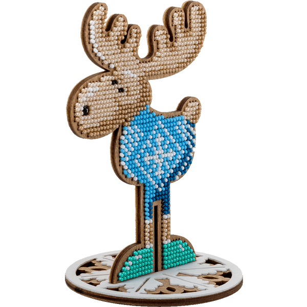 Wooden Bead Embroidery Kit – “Christmas Ornament – Moose In Turquoise” FLK-212 FLK-212 photo Wooden Bead Embroidery Kit – “Christmas Ornament – Moose In Turquoise” FLK-212