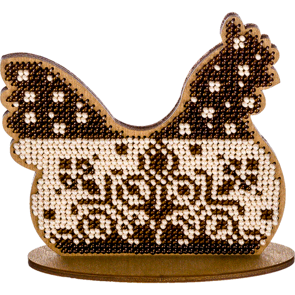 Wooden Bead Embroidery Kit &ndash; &ldquo;Hen&rdquo; FLK-263