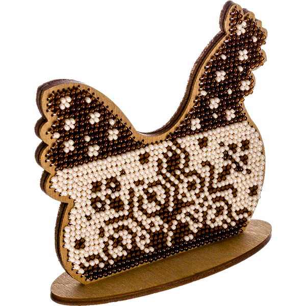 Wooden Bead Embroidery Kit &ndash; &ldquo;Hen&rdquo; FLK-263
