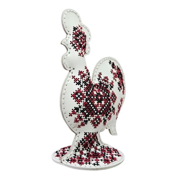 Faux Leather Cross-Stitch Kit &ndash; &ldquo;Rooster with Ornament Pattern&rdquo; FLHL-127