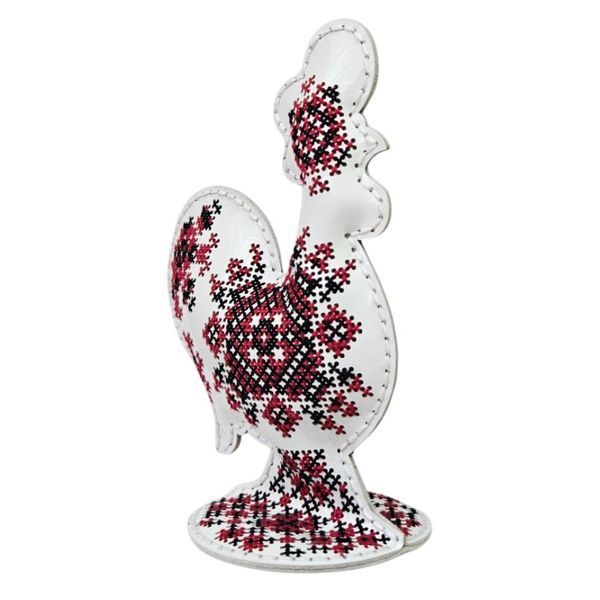 Faux Leather Cross-Stitch Kit &ndash; &ldquo;Rooster with Ornament Pattern&rdquo; FLHL-127