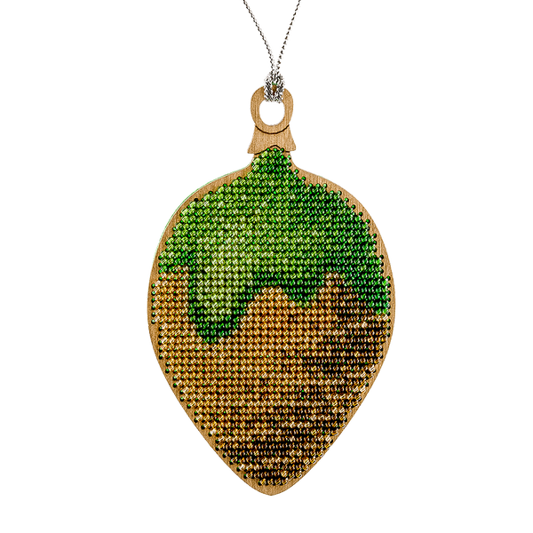 Wooden Bead Embroidery Kit &ndash; &ldquo;Christmas Ornament &ndash; Pinecone&rdquo; FLK-062