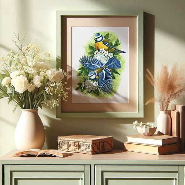 Cross-Stitch Pattern &ndash; "Blue Tits in Spring" WLP-041